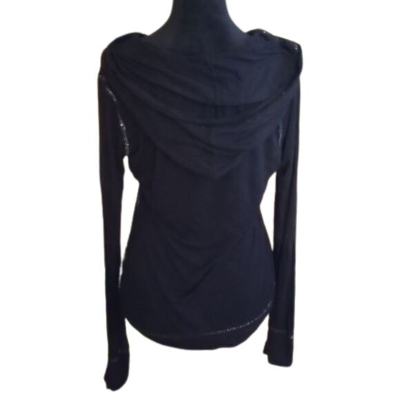 Bongo Women's Size Large Black Hooded Top - Vintage - Picture 2 of 7